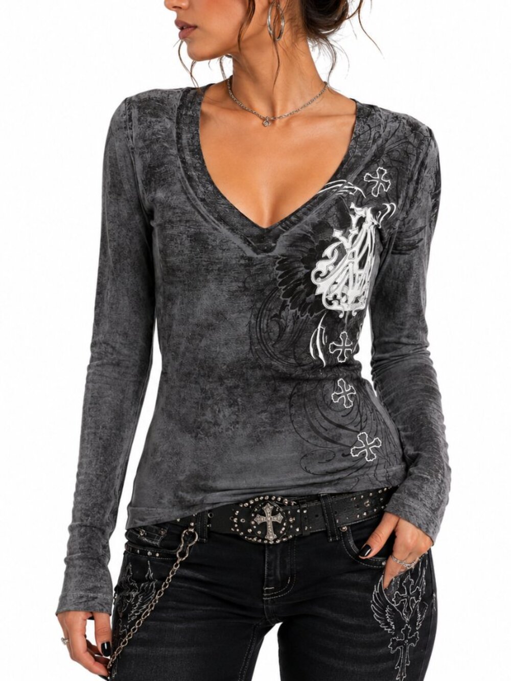 Archaic by Affliction Women's Long Sleeve Thermal Shirt Blister